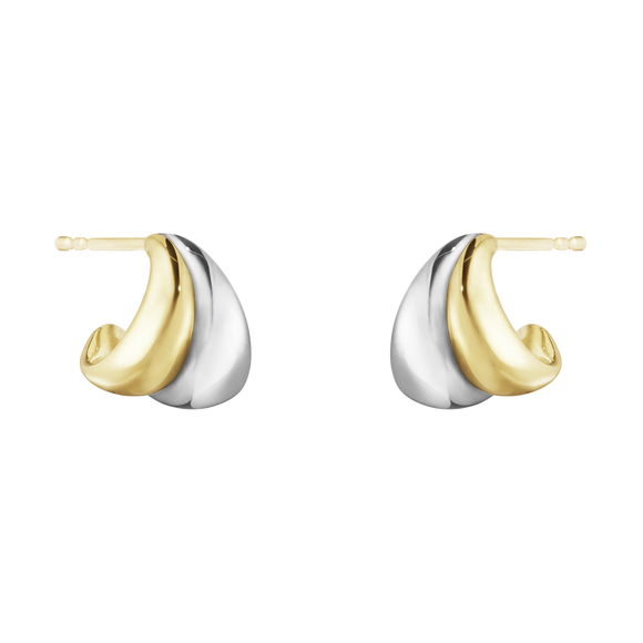 Georg Jensen Curve Sterling Silver 18ct Yellow Gold Small Hoop Earrings 10017501