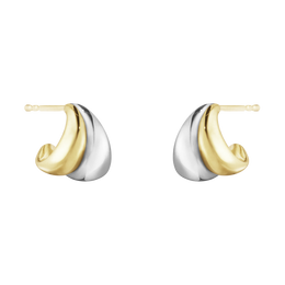 Georg Jensen Curve Sterling Silver 18ct Yellow Gold Small Hoop Earrings 10017501