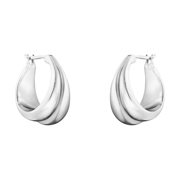 Georg Jensen Curve Sterling Silver Hoop Earrings 10017502