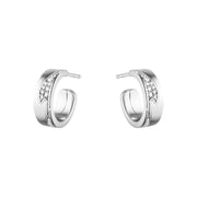 Georg Jensen Fusion 18ct White Gold 0.18ct Diamond Hoop Earrings, 10016434.