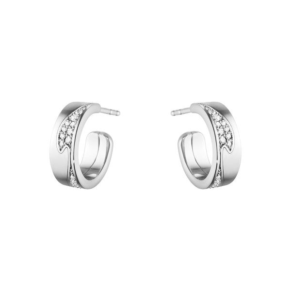 Georg Jensen Fusion 18ct White Gold 0.18ct Diamond Hoop Earrings, 10016434.