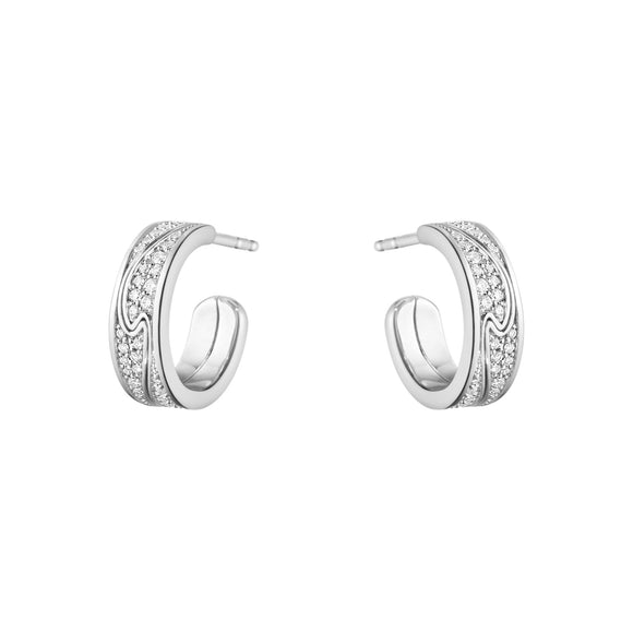 Georg Jensen Fusion 18ct White Gold 0.33ct Diamond Hoop Earrings, 10016435.