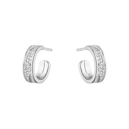 Georg Jensen Fusion 18ct White Gold 0.33ct Diamond Hoop Earrings, 10016435.