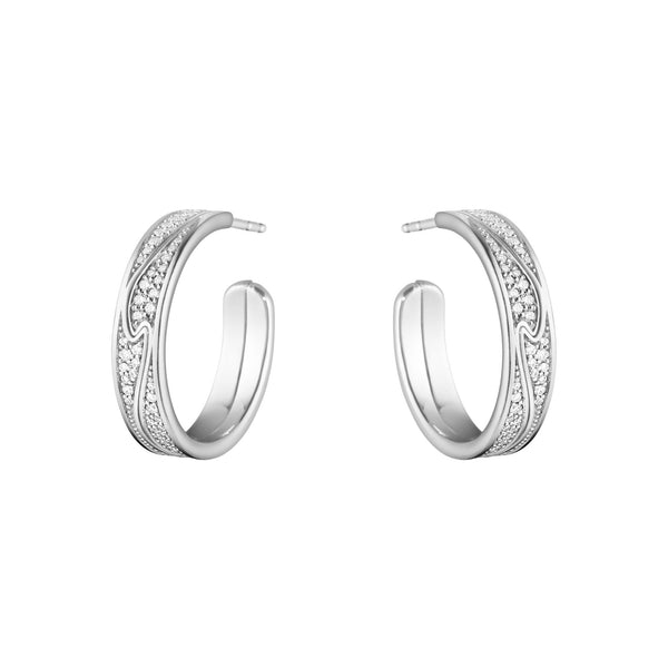Georg Jensen Fusion 18ct White Gold 0.54ct Diamond Hoop Earrings, 10016432.