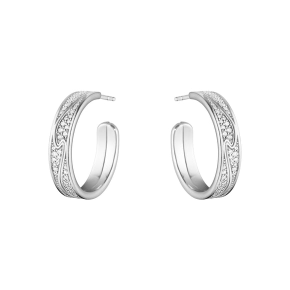 Georg Jensen Fusion 18ct White Gold 0.54ct Diamond Hoop Earrings, 10016432.