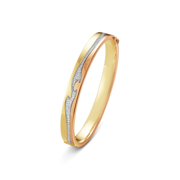 Georg Jensen Fusion 18ct Yellow, White and Rose Gold 0.75ct Diamond Bangle, 10016452.