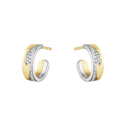 Georg Jensen Fusion 18ct Yellow and White Gold 0.18ct Diamond Hoop Earrings, 10016433.
