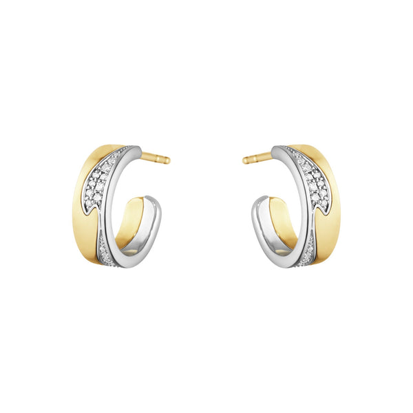 Georg Jensen Fusion 18ct Yellow and White Gold 0.18ct Diamond Hoop Earrings, 10016433.