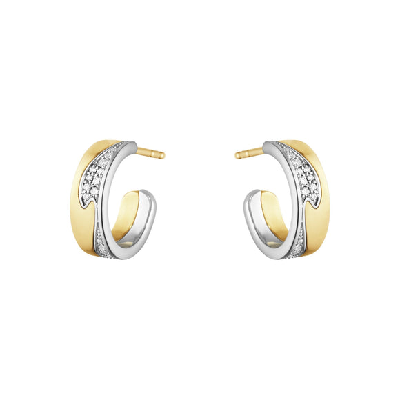 Georg Jensen Fusion 18ct Yellow and White Gold 0.18ct Diamond Hoop Earrings, 10016433.