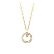 Georg Jensen Halo 18ct Yellow Gold 0.06ct Diamond Circular Necklace, 10014138.
