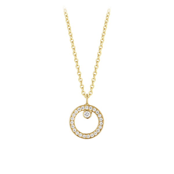 Georg Jensen Halo 18ct Yellow Gold 0.06ct Diamond Circular Necklace, 10014138.
