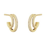 Georg Jensen Halo 18ct Yellow Gold 0.32ct Diamond Hoop Earrings, 10014065.