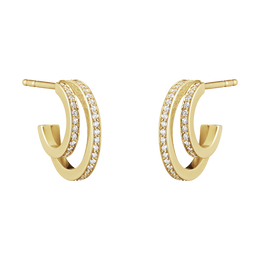 Georg Jensen Halo 18ct Yellow Gold 0.32ct Diamond Hoop Earrings, 10014065.