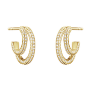 Georg Jensen Halo 18ct Yellow Gold 0.56ct Diamond Double Hoop Earrings, 10014066.