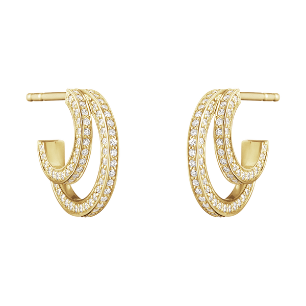 Georg Jensen Halo 18ct Yellow Gold 0.56ct Diamond Double Hoop Earrings, 10014066.