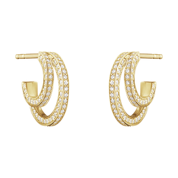 Georg Jensen Halo 18ct Yellow Gold 0.56ct Diamond Double Hoop Earrings, 10014066.