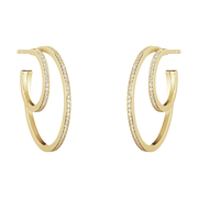 Georg Jensen Halo 18ct Yellow Gold 0.64ct Diamond Large Hoop Earrings, 10014067.
