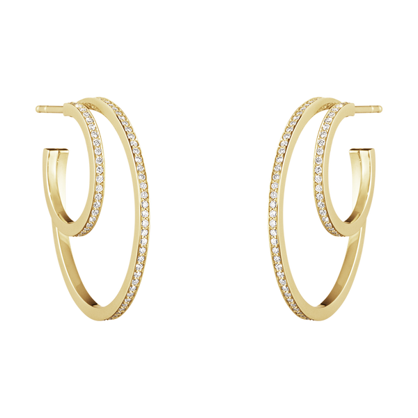 Georg Jensen Halo 18ct Yellow Gold 0.64ct Diamond Large Hoop Earrings, 10014067.