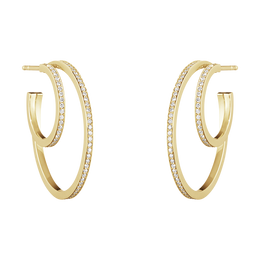 Georg Jensen Halo 18ct Yellow Gold 0.64ct Diamond Large Hoop Earrings, 10014067.