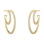Georg Jensen Halo 18ct Yellow Gold 1.22ct Diamond Large Hoop Earrings, 10014068.