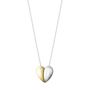 Georg Jensen Hearts Sterling Silver 18ct Yellow Gold Necklace, 10017505.
