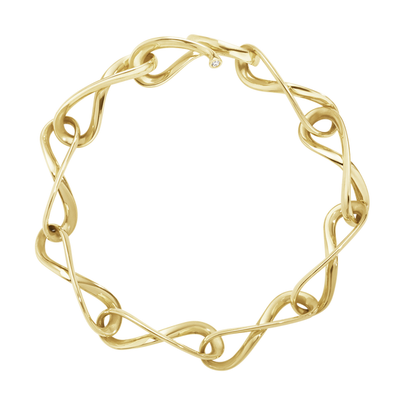 Georg Jensen Infinity 18ct Yellow Gold Diamond Infinity Link Bracelet, 10013692.