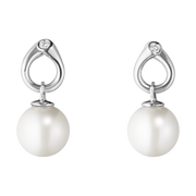 Georg Jensen Magic 18ct White Gold Diamond Pearl Earrings. 3519817.