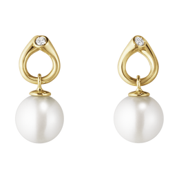 Georg Jensen Magic 18ct Yellow Gold Diamond Pearl Earrings. 3519643.