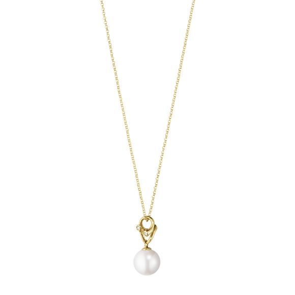 Georg Jensen Magic 18ct Yellow Gold Diamond Pearl Necklace 10009352
