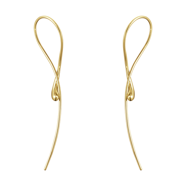 Georg Jensen Mercy 18ct Yellow Gold Twisted Long Drop Earrings 10017826