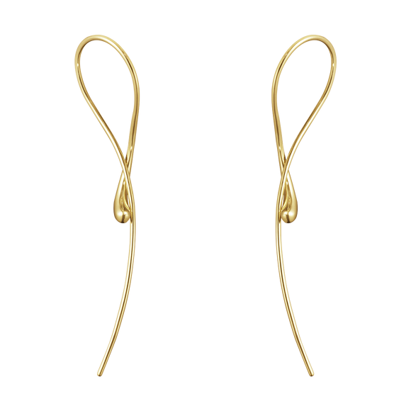 Georg Jensen Mercy 18ct Yellow Gold Twisted Long Drop Earrings 10017826