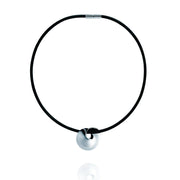 Georg Jensen Mobius Sterling Silver Black Rubber Necklace 3536032