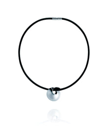 Georg Jensen Mobius Sterling Silver Black Rubber Necklace 3536032