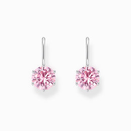 Thomas Sabo Sterling Silver Circle Pink Zirconia Earrings