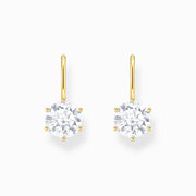 Thomas Sabo Gold Plated Sterling Silver Circle White Zirconia Earrings