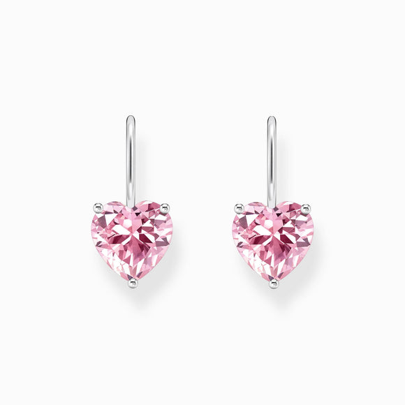 Thomas Sabo Sterling Silver Heart Pink Zirconia Earrings
