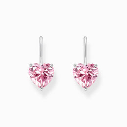 Thomas Sabo Sterling Silver Heart Pink Zirconia Earrings