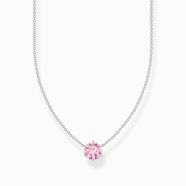 Thomas Sabo Sterling Silver Circle Pink Zirconia Necklace