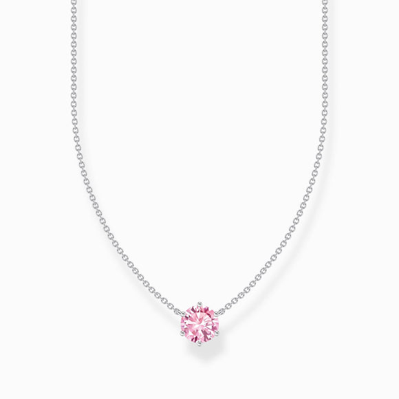 Thomas Sabo Sterling Silver Circle Pink Zirconia Necklace