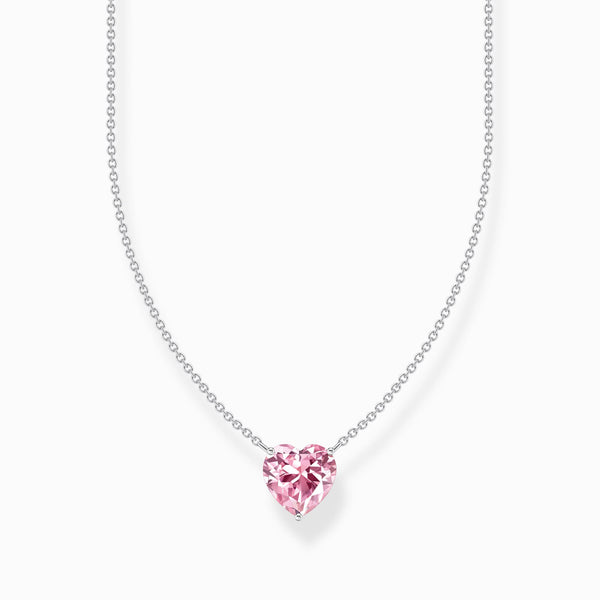 Thomas Sabo Sterling Silver Heart Pink Zirconia Necklace