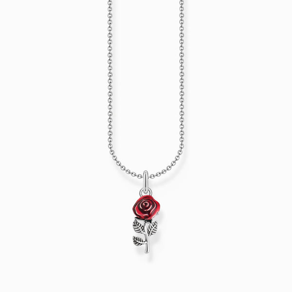 Thomas Sabo Sterling Silver Red Rose Enamel Necklace