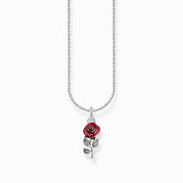 Thomas Sabo Sterling Silver Red Rose Enamel Necklace