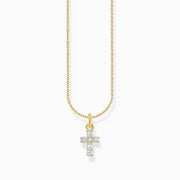 Thomas Sabo Gold Plated Sterling Silver Cross White Zirconia Necklace