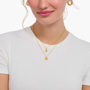 Thomas Sabo Gold Plated Sterling Silver Cross White Zirconia Necklace