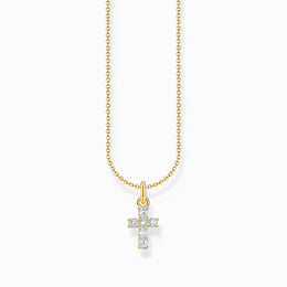 Thomas Sabo Gold Plated Sterling Silver Cross White Zirconia Necklace
