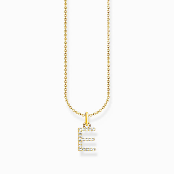 Thomas Sabo Gold Plated Sterling Silver Letter E Necklace