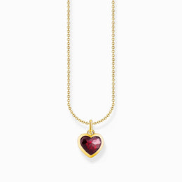 Thomas Sabo Gold Plated Sterling Silver Red Zirconia Heart Necklace