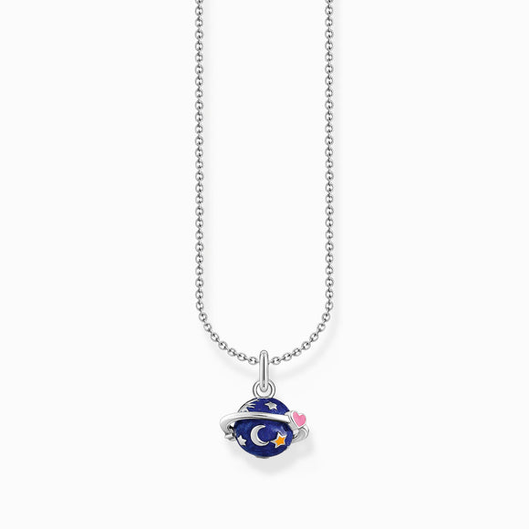 Thomas Sabo Gold Plated Sterling Silver Saturn Enamel Necklace