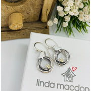 Linda Macdonald Three Little Birds Sterling Silver 9ct Gold Drop Earrings