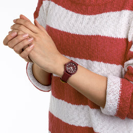 Mondaine Essence Dark Cherry Textile Watch